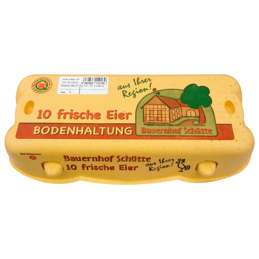Bauernhof Schütte Eier Bodenhaltung Klasse L 10 Stück